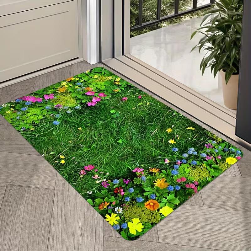 

2D Realistic Moss Ferns Greenery Doormat Lush Mossy Balls Foliage Print Soft Non-Slip Entrance Rug for Indoor Outdoor Home Decor 40x60cm