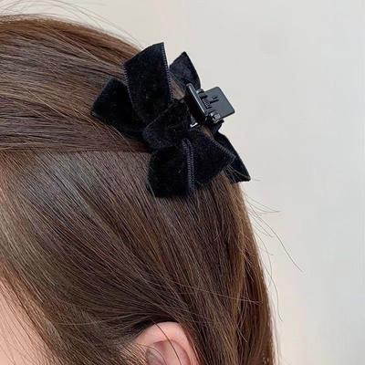 Star With The Same Black Velvet Bow Trumpet Side Bangs Hairpin Female Summer Princess Head Grab Clip Headdress