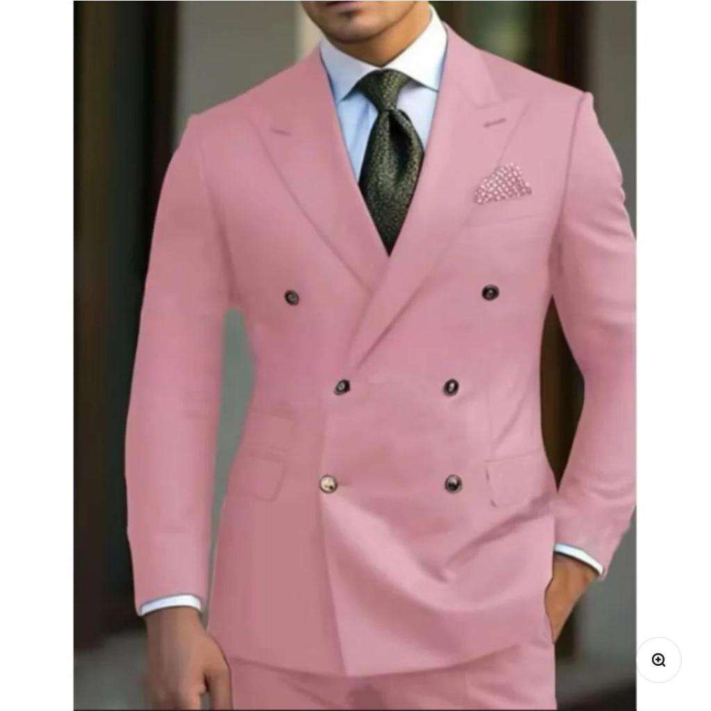 Men Suits Blazer Slim Fit Double Breasted Wedding Groom Tuxedos Business 2 Pieces Suits Jacket Pants Trajes De