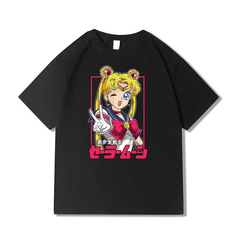 Pretty Soldier Sailor Moon Tsukino Usagi Shortsleeved Tshirt Mens and Womens Tshirt Loosefitting Couples Outfit