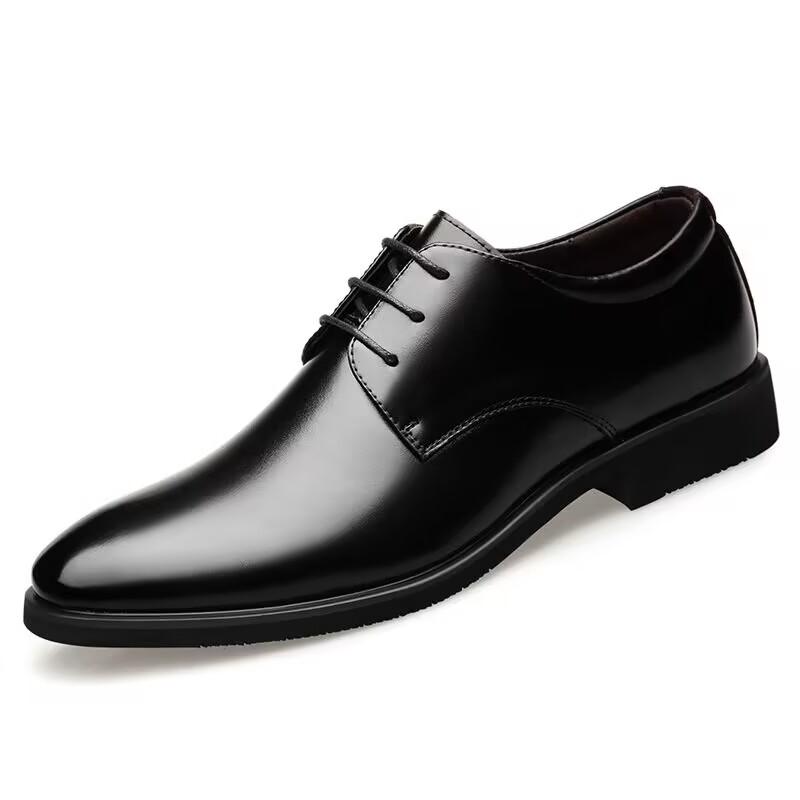 

Men Dress Shoes slip on Casual Business Fashion Leather Low Heel British Style Classic Trendy Brown Loafers for Men moccasins 38 чёрный