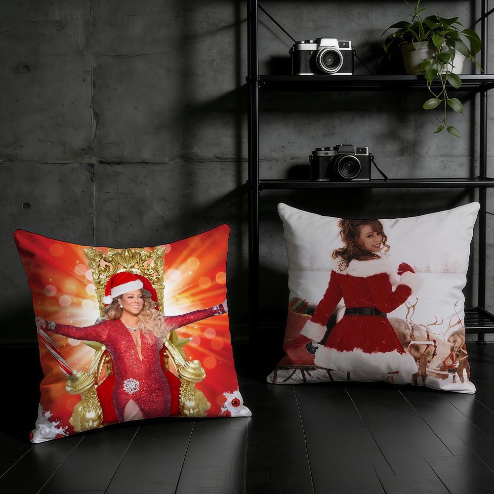 Singer MMariah CCarey Merry Christmas cushion cover Birthday Anniversary Gifts Double Sided Printed Zipper Cushion Cover