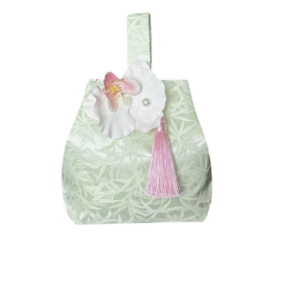 Temperament Tassel Knot Wrist Bag Orchid Flower Wedding Candy Bag Cosmetic Bag