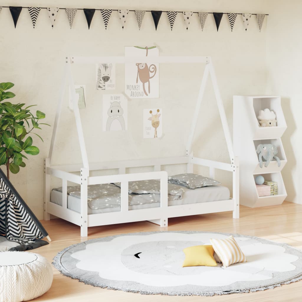 Children S Bed White 70x140 Cm Solid Pine Wood