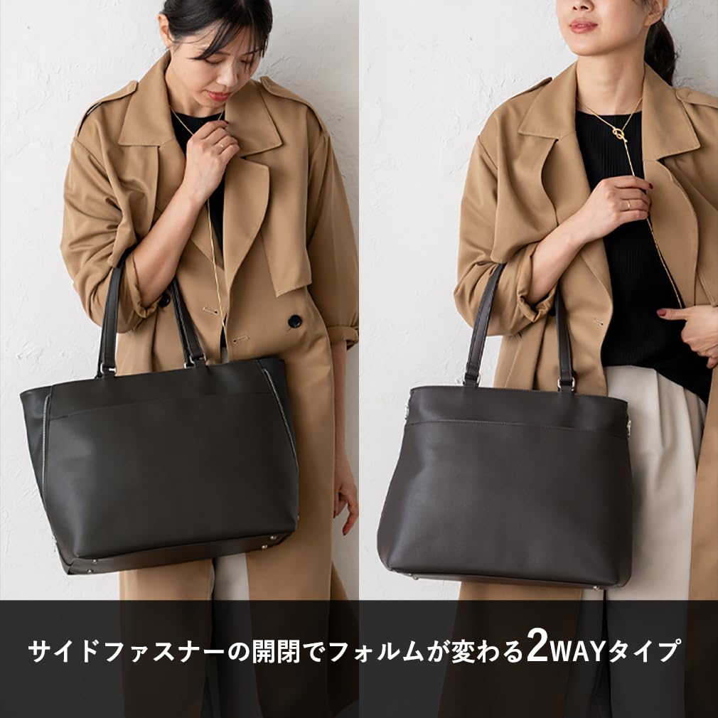 VITAFELICE Damen Business-Tote-Tasche mit seitlichem Reißverschluss inb-10180p (Grau)