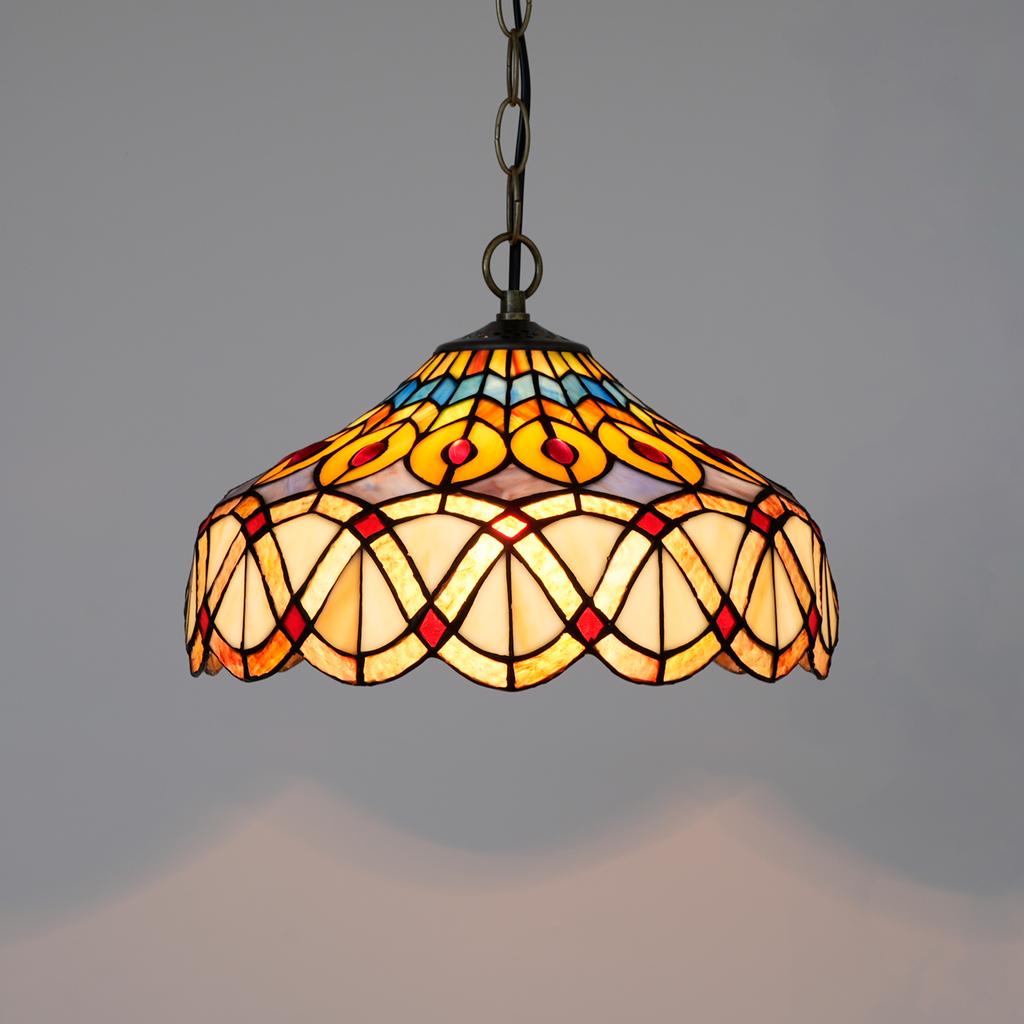 Artisan Handcrafted Color Glass Pendant Light with Peacock Dragonfly Leaf Pattern - Unique Handmade Lighting Fixture