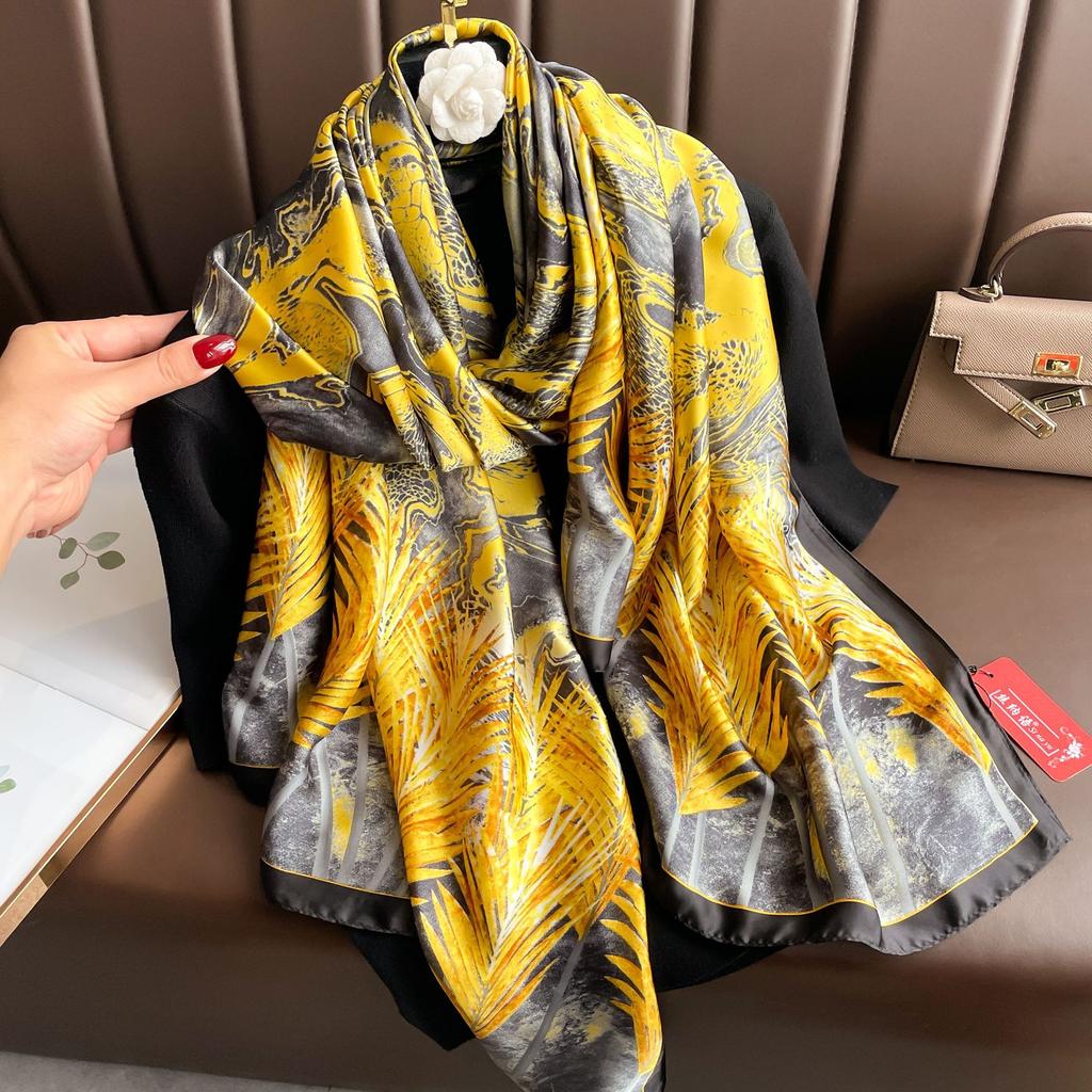 Spring and autumn sarong Li Jin satin thin section printing scarf female new Korean version of the hundred simulation silk shawl long scarf