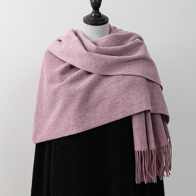 Wool Scarf Korean Style Atmosphere Double Sided Scarf Women's Autumn and Winter Warm Men's Shawl Versatile Cashmere Scarf