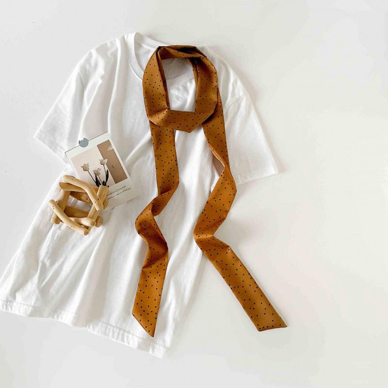 Millennium Spice Girl Style Thin Long Silk Scarf Neck Ribbon Retro Leopard Print Silk Scarf Long High-End Ribbon Headband
