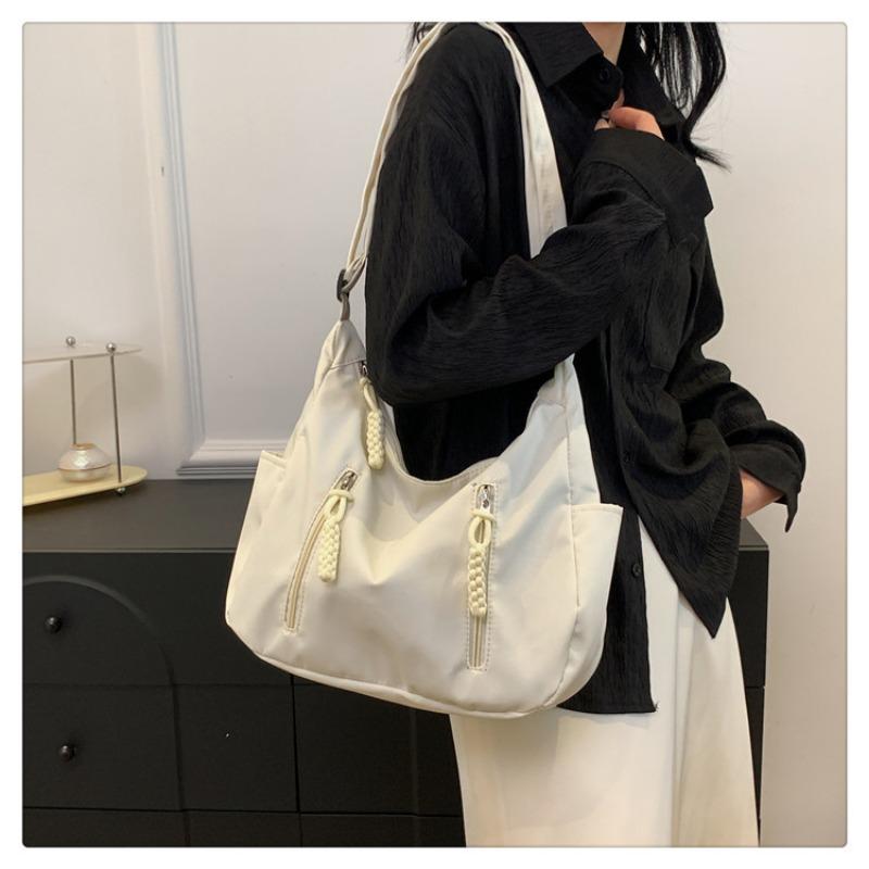 High Aesthetic Fashion Commuter Large Capacity Shoulder Bag Women Casual College Student Class Tote Bag Wide Strap Crossbody Bag