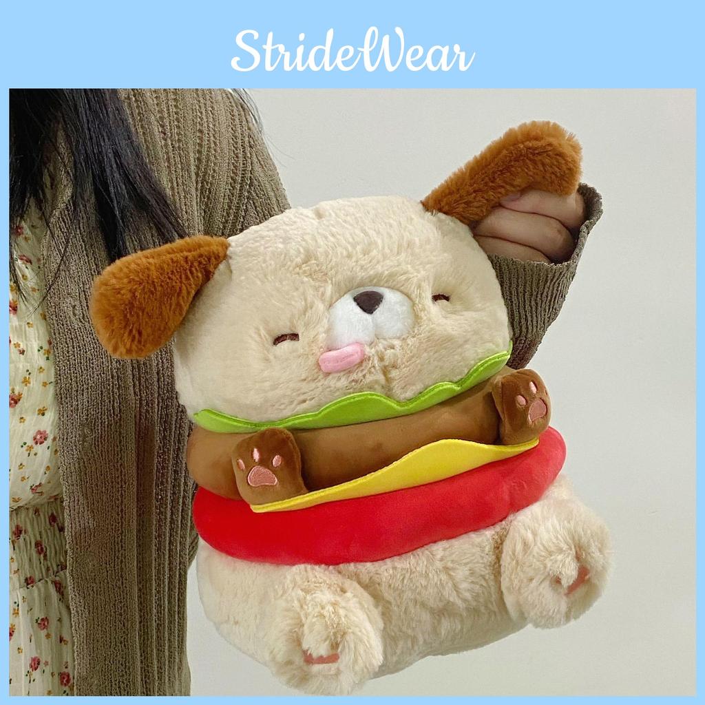 Hamburger Dog Plush Stuffed Animal Toy With Pp Cotton Filling For Kids Gift