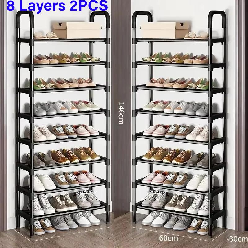 Simple Multiple LayersShoe Rack Multi-purpose Storage Cabinet Black Shoe Rack Shelf Save Space Living Room Shoe Storage Rack