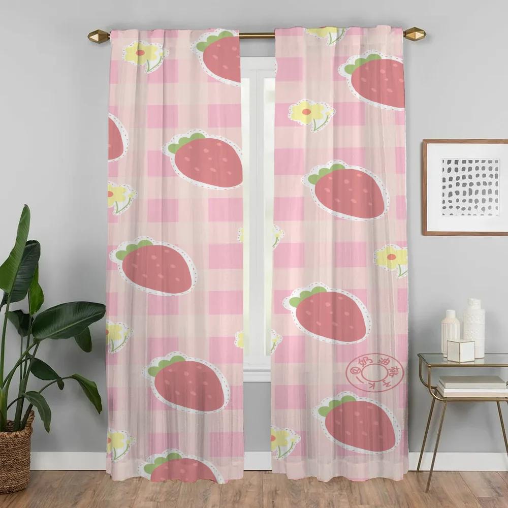 Cute Kitchen Curtains for Living Room Shades Window Curtain Home Interior Curtains 2 Pieces Tulle for Bedroom Partition Blackout