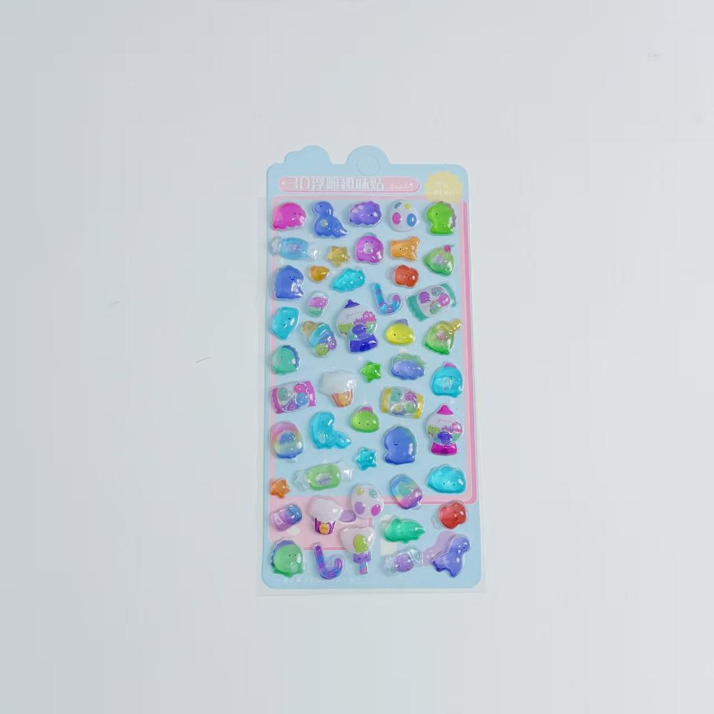 3D Japanese Cute Crystal Epoxy Relief Stickers Cartoon Bunny Bear Stickers Journaling Stationery Cute Stickers Gifts