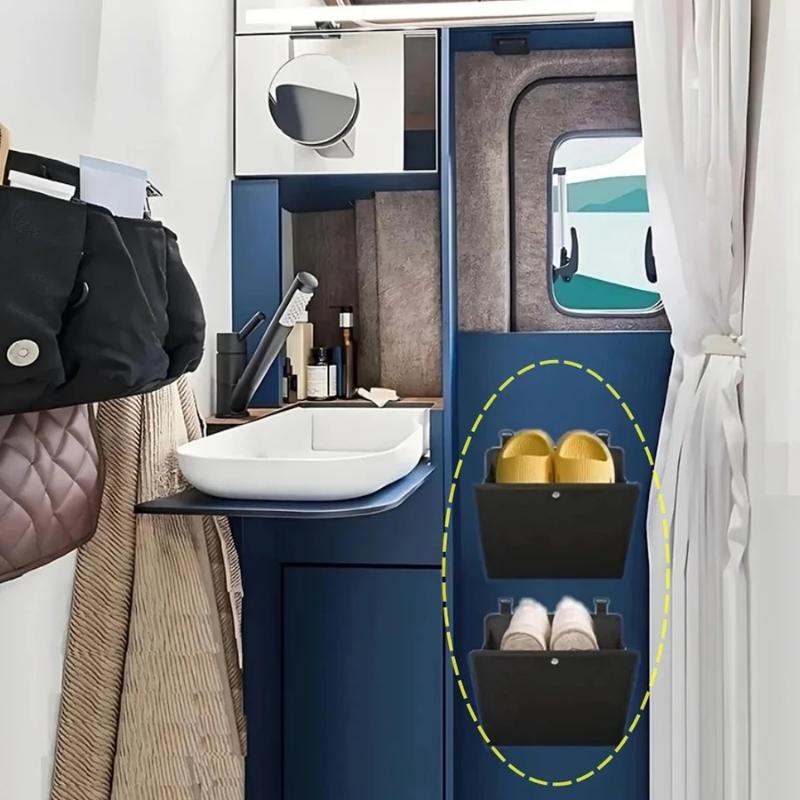 Wandmontiertes Wohnmobil-Schuhregal, 4-stufiger Aufbewahrungs-Organizer, kein Bohren erforderlich, einfache Montage für Camper-Flur-Schrank