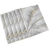 Placemats Set of 6, Abstract Texture White Marble Gold Veins Dining Table Mats Non Slip Vinyl Placemat Kitchen Heat Resistant Washable