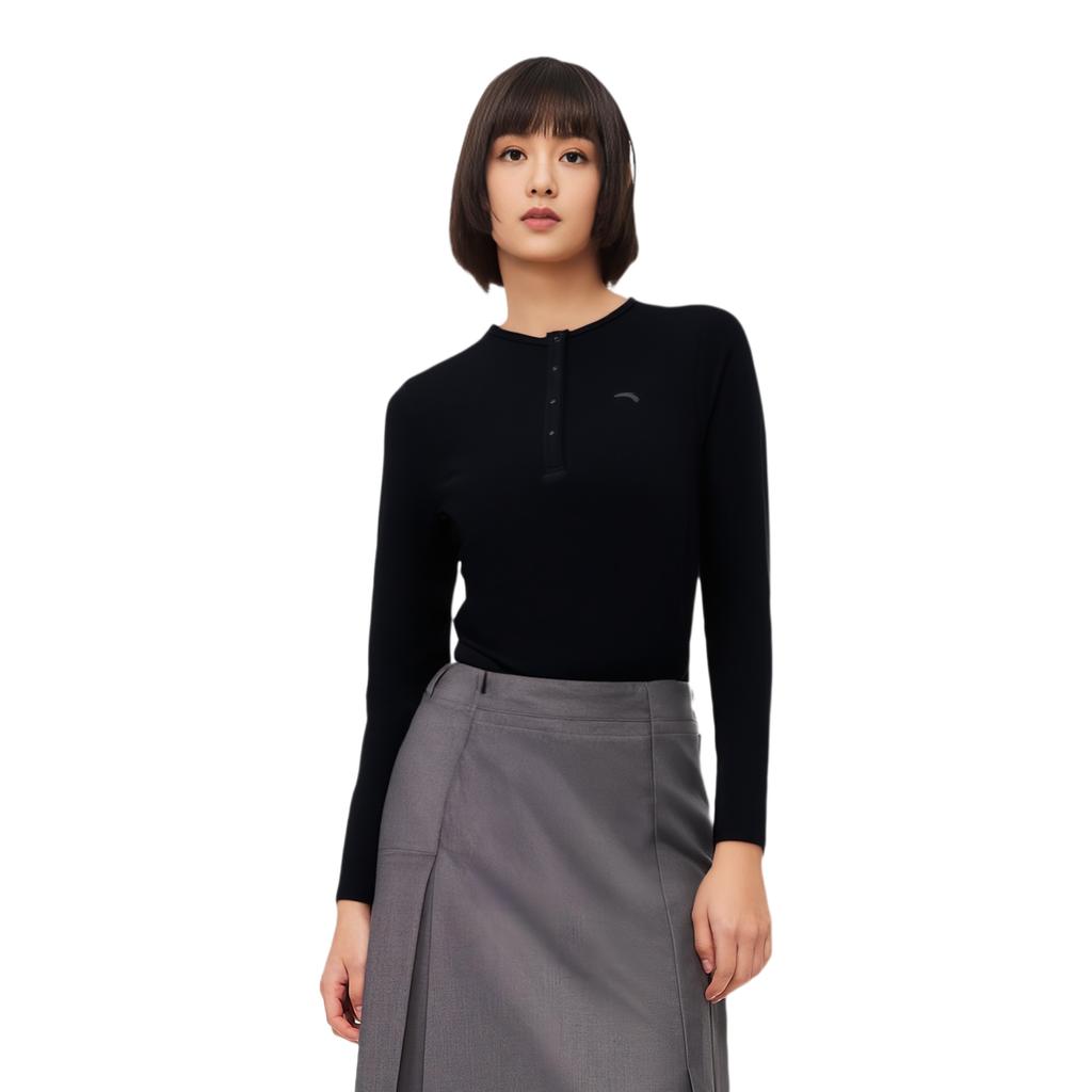 Anta Training Series Solid Color Soft Comfortable Casual Breathable Versatile Long Sleeve T-Shirt Women T-Shirt 962547403-5