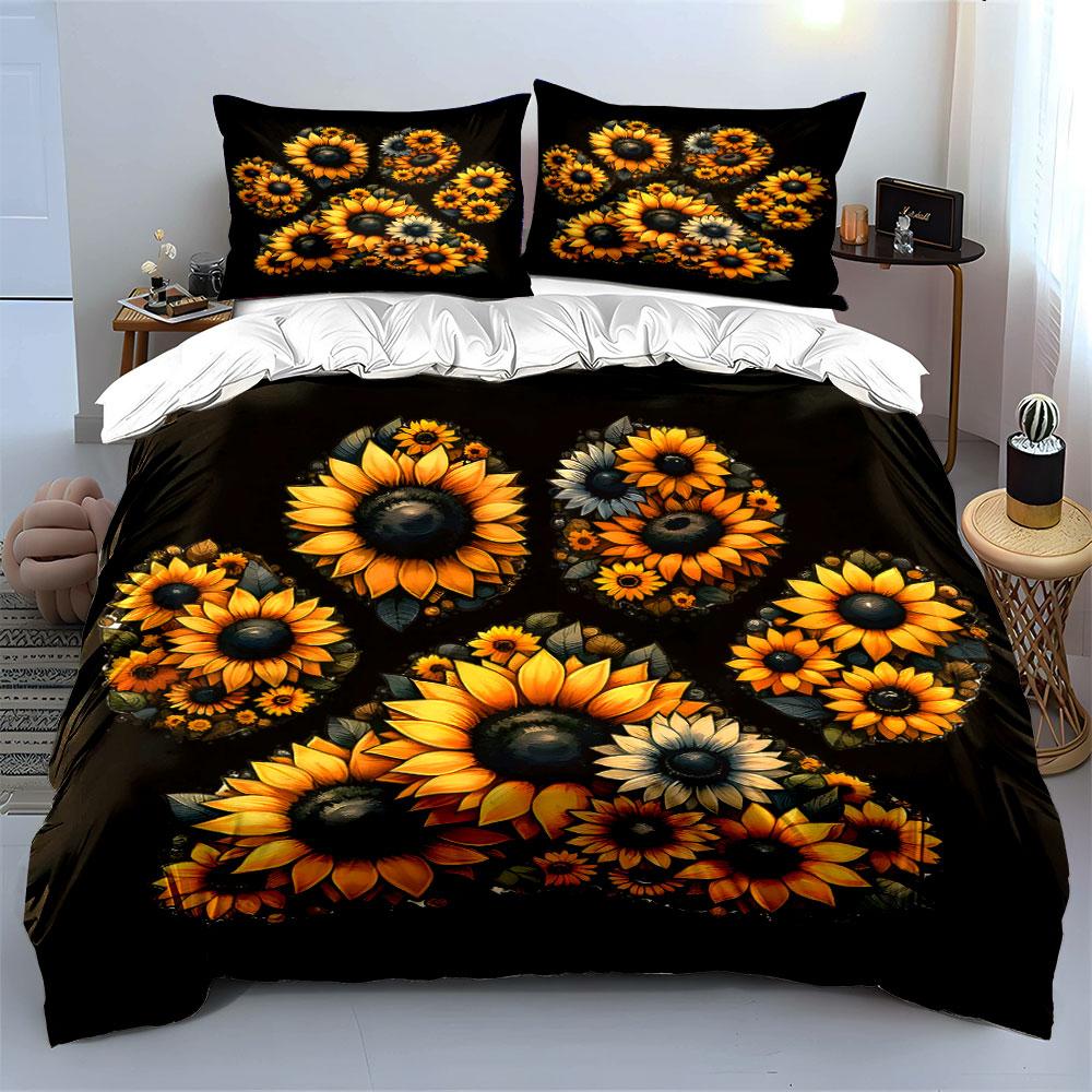 Yellow and orange sunflowers. Bedding sets Duvet cover sets Duvet covers Pillowcases(1* Duvet Cover 2* Pillowcases without duvet insert)