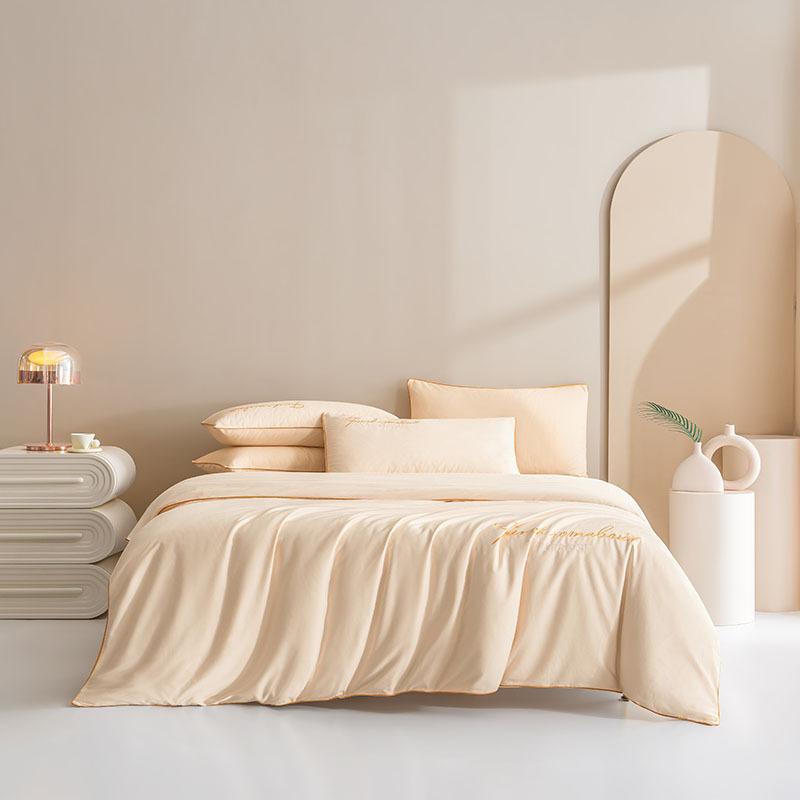 Premium Sense 120S Long-Staple Cotton Pure Cotton 4Pcs Set Cotton Embroidered Quilt Cover Bed Sheet Sleeping Naked Skin-Friendly Bedding