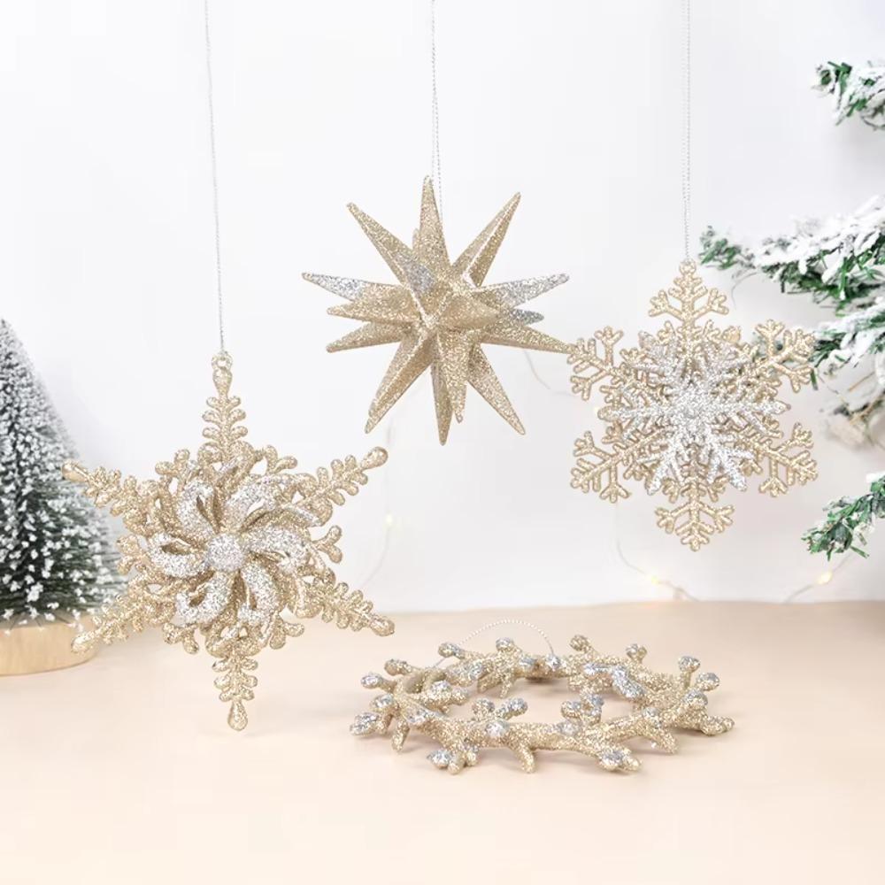 Glitter Christmas Hanging Ornament Acrylic Wreath Decoration Xmas Tree Snowflake Pendant  Navidad