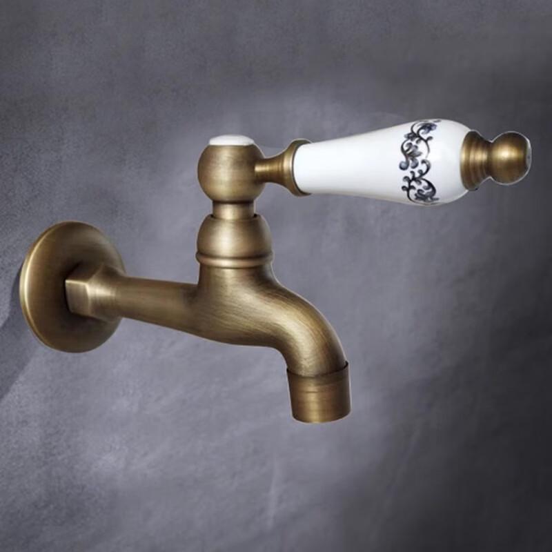 Blue & White Porcelain Engraved Brass Dual-Outlet Faucet