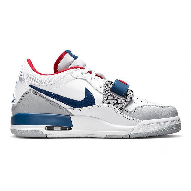 Air Jordan Legacy 312 Low GS Bílé Francouzská modrá Dětské tenisky Vlčí šedá Univerzitní červená CD9054-104