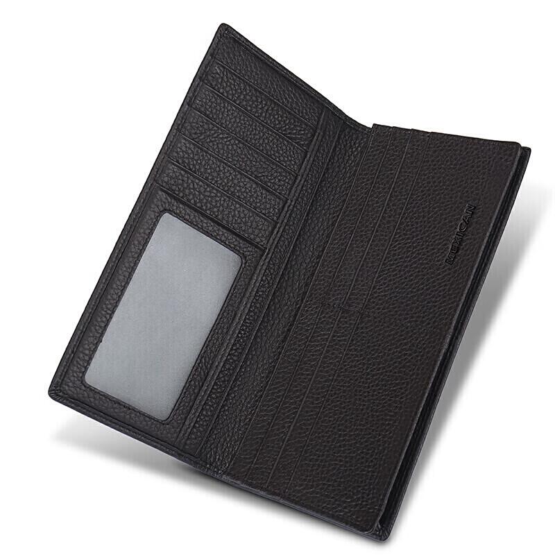 Carteira Longa de Couro Genuíno Masculina Straw Man