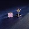 925 Sterling Silver Four Leaf Clover Purple Pine Stone Stud Earrings For Women Fashion Jewelry