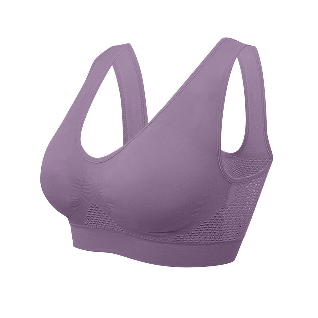 Women's Seamless Breathable Sports Bra Large Size Yoga Workout Top with Hollow Out Ventilation Design Stretch Fabric Support