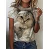 Nieuw Kittentje Dier T-shirt Kat 3D Print Zomer Dames Korte Mouw T-shirts Streetwear Harajuku Y2k Tops Vrouw Meisjes T-shirts Kleding