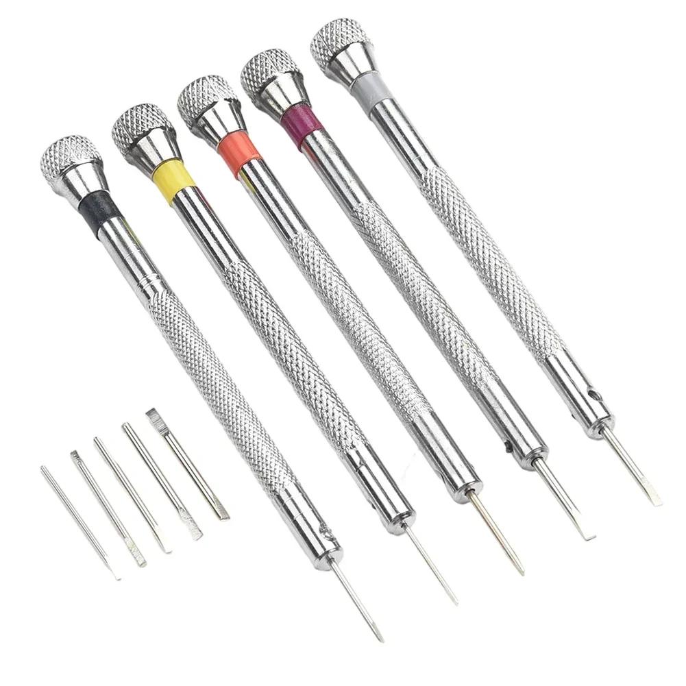 5pc Precision Screwdriver Slotted 0.8/1.0/1.2/1.4/1.6 Mm Steel For Watchmaker Jewelry Repairer Electronics Hand Tool Repair Tool