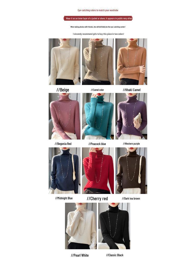 Damen Strickpullover mit hohem Kragen: Lässiger, schlank geschnittener Pullover für Herbst und Winter