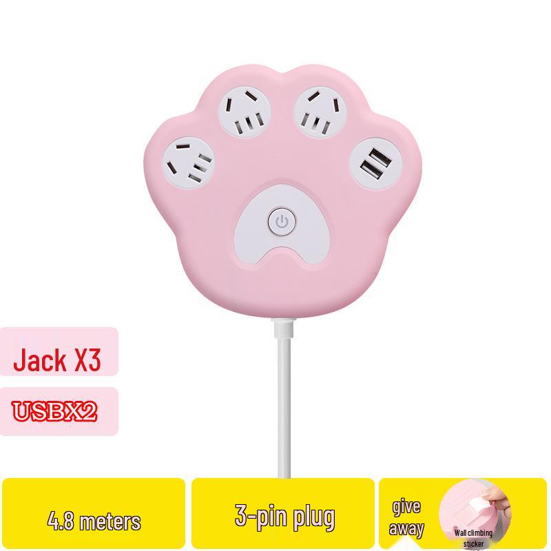 Creative Cat Paw Desktop Power Strip with USB - Multi-Outlet for Home or Office