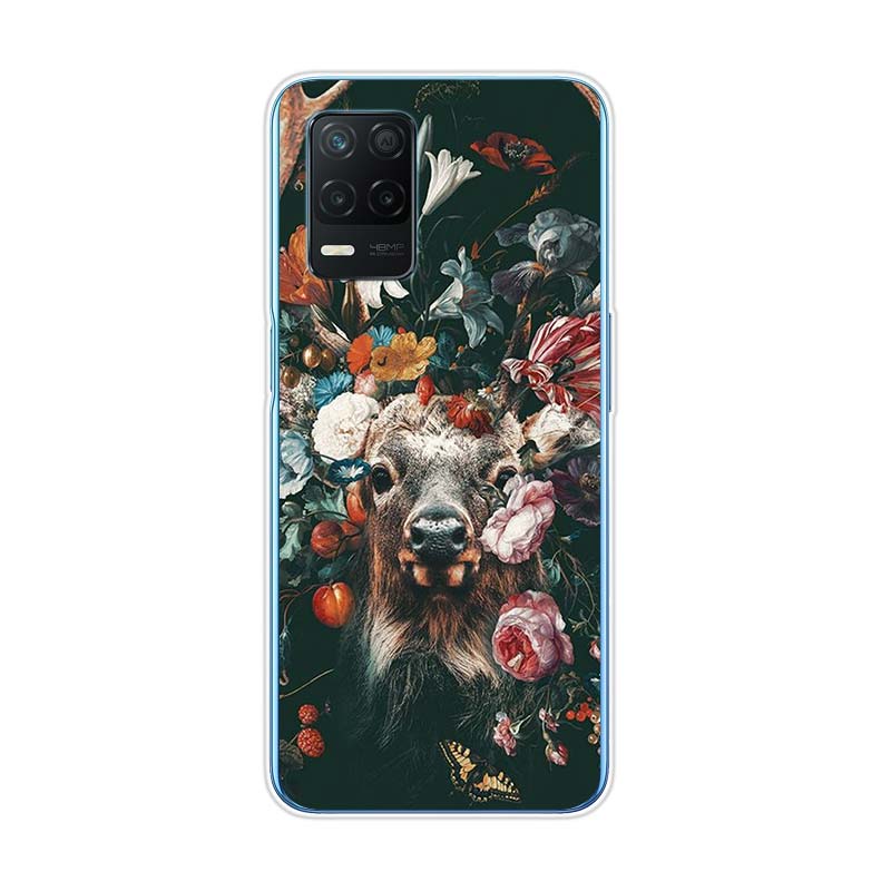 Flower Animal Tiger For Realme 8 8i V3 V5 GT Neo Flash Edition Explorer Master Neo2 Narzo 30 50i 50A C21Y Phone Case