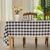 1pcs Checkered Fashion Simple Nordic Tassel Tablecloth Family Gathering Tea Table Cloth Beautiful Living Room Kitchen Dust-proof Decoration Cover