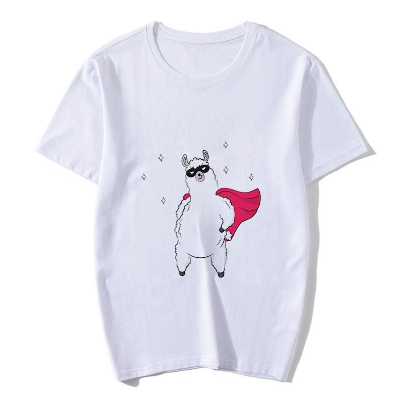 Lama Women T Shirt 2025 Cartoon Sloth Print Casual Short Sleeve O-Neck T-Shirt Cute Style Tumblr Tshirts Female T Shirt Llama