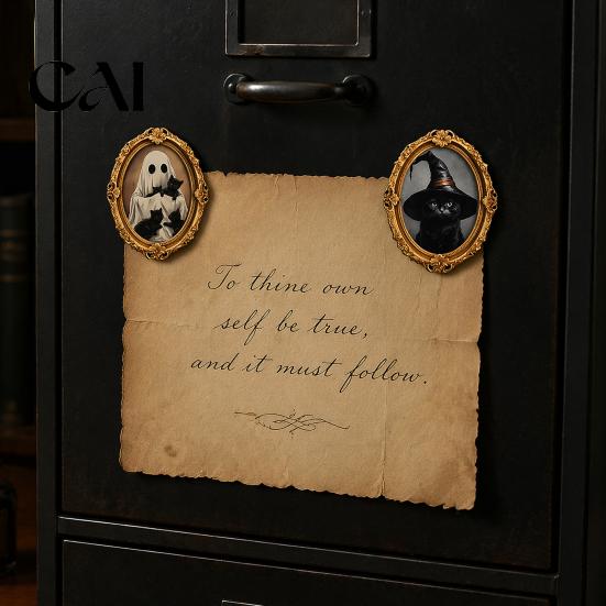 Kitchen Refrigerator Magnet 1/6Pcs Halloween Retro Frame Magnet, Wooden Fridge Seasonal Magnets Decor Decoration, Memo Note Holder for Holiday