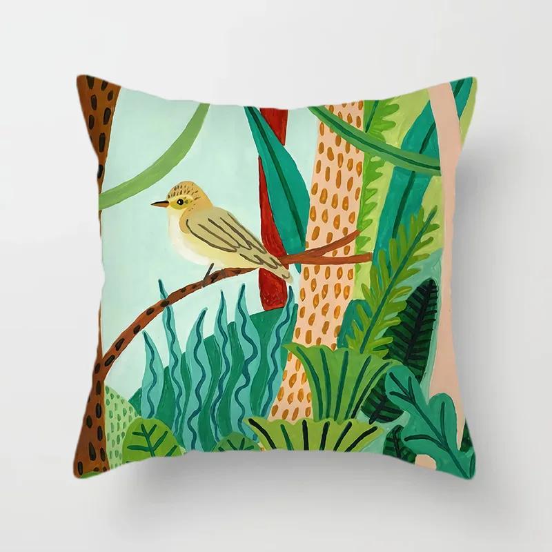 

Animal Forest Throw Pillows Cushion Cover Tropical Palm Plant Flower Bohemian Pillow Decorative Pillowcase for Sofa Pillowcover 30x30cm