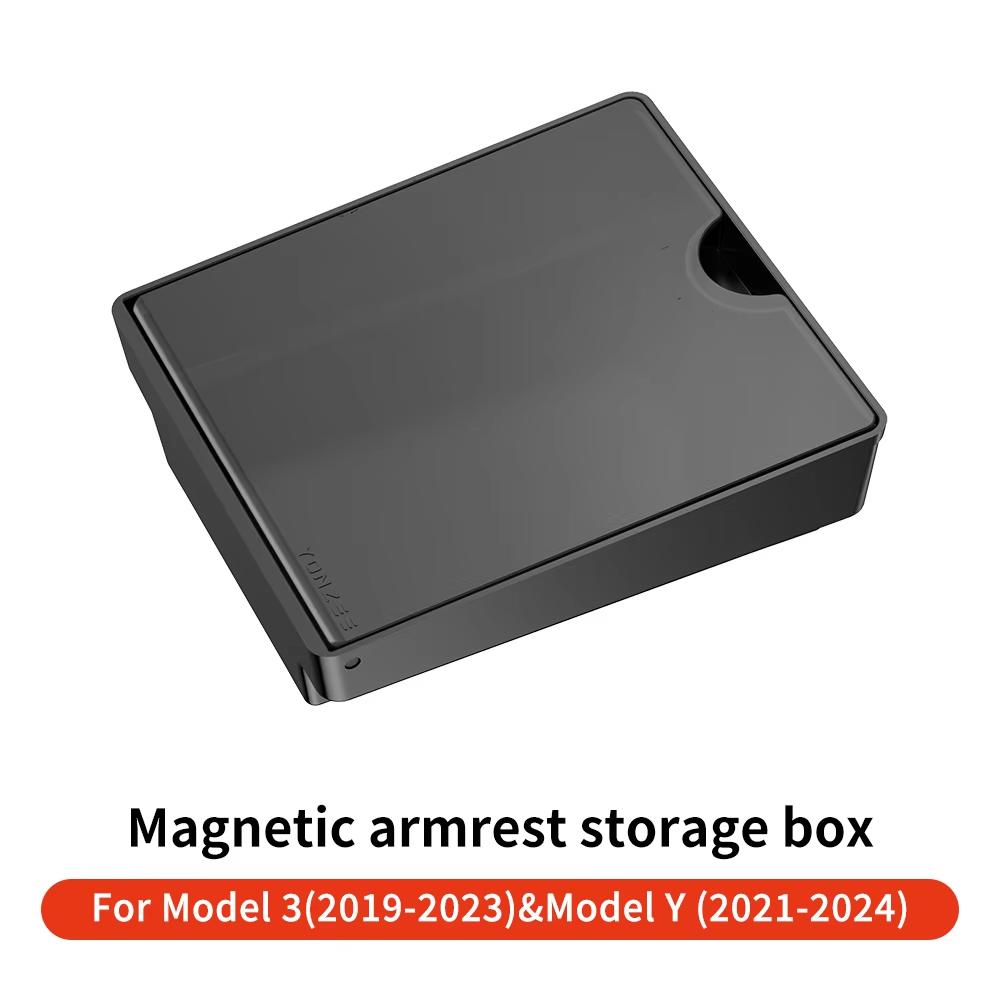 Magnetic Center Console Hidden Storage Box For Tesla Model 3/Y Juniper  Armrest Hidden Organizer Hidden Storage Box Accessory
