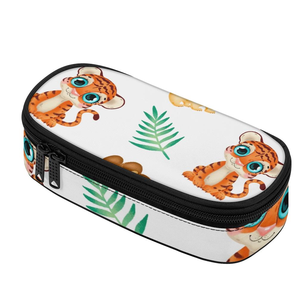 Pen Case Practical Large Storage Space 300D Polyester Smooth Zipper with Mesh Pocket Removable Divider and Pen Slots for Students