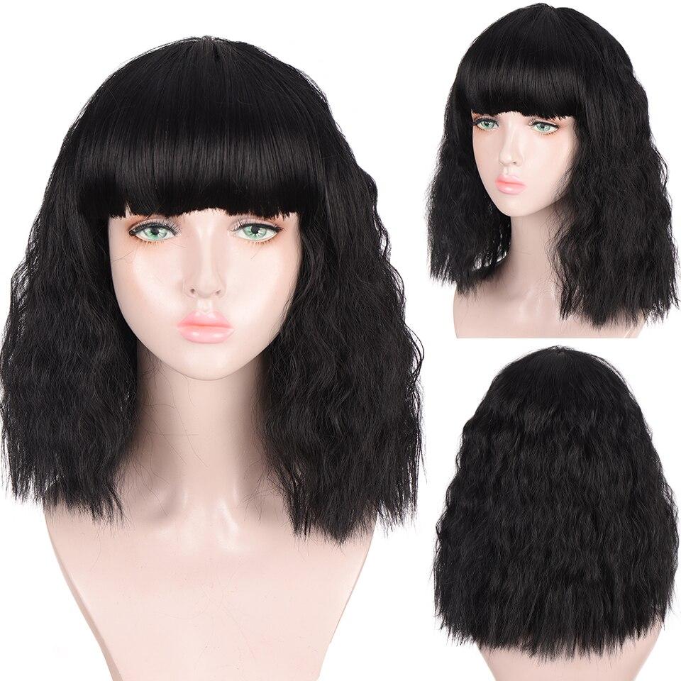 LUPU Short Ombre Black Gray Curly Wavy Wig Cosplay Party Daily Synthetic Wig For Women High Temperature Fibre Hair Wig