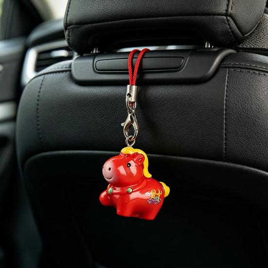 Taschenanhänger mit hochfestem rotem Lanyard Pferdeanhänger Glückssymbol-Anhänger Leichter Autoanhänger
