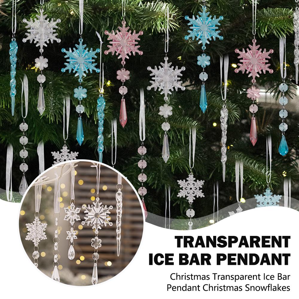 18pcs Crystal Christmas Ornaments  Icicle Ornaments With Drop Pendants Acrylic Snowflake For Christmas New Year Party Decoration