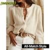 Damen Mode Lässige V-Ausschnitt Langarm Blusen & Hemden