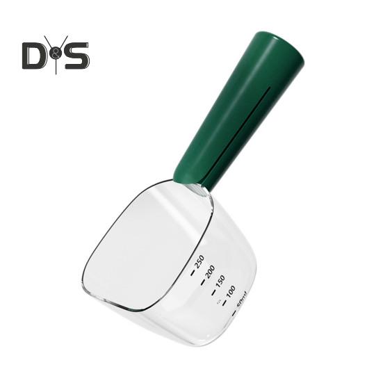 

Совок для корма для собак с точным измерением, двухфункциональный совок для корма для кошек, емкость 1 чашка, мерный совок для кормления домашних животных зелёный