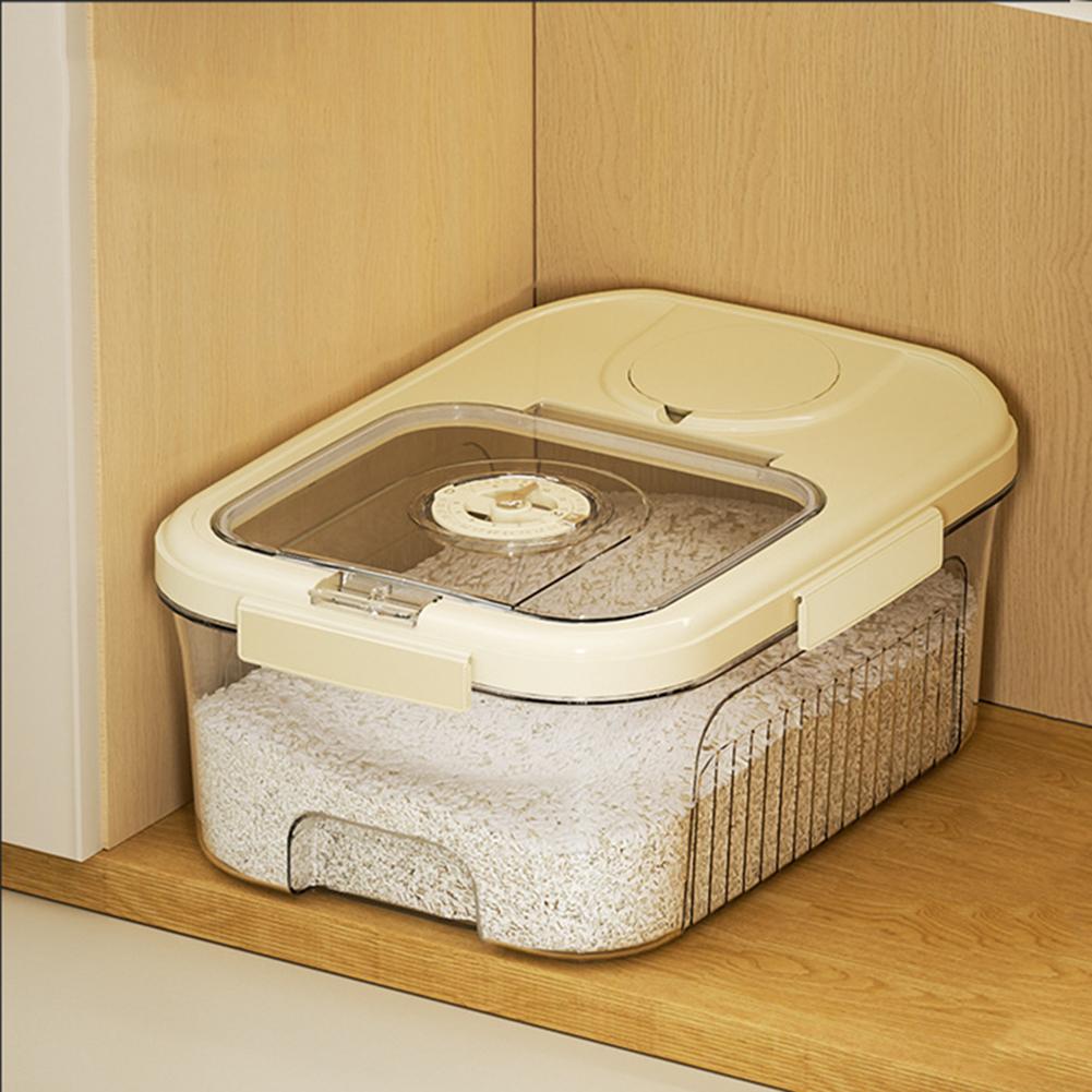 Balde selado de arroz transparente doméstico, recipiente de cereais de alta capacidade para grãos e nozes