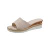 Summer new plaid women's sandals wedge heel 35-42 large size open-toed women's slippers, women's shoes