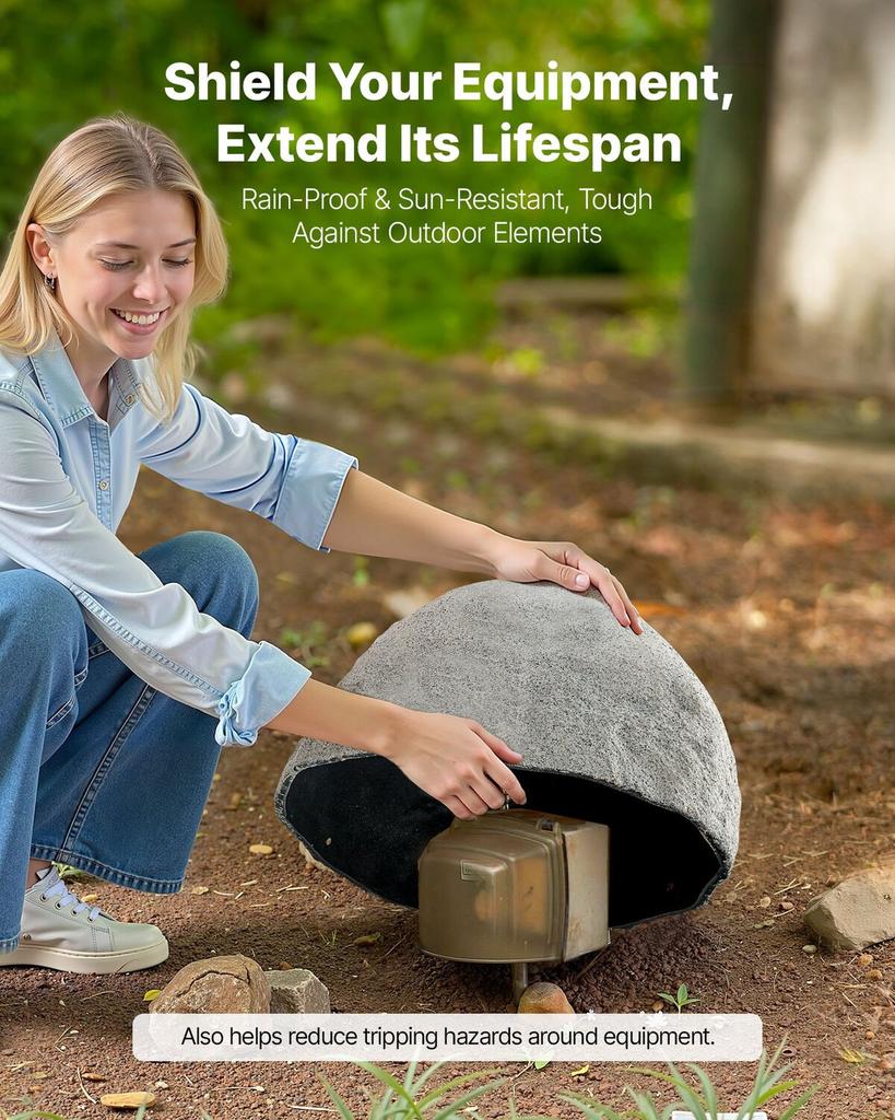 Faux Rock Cover, Outdoor Fake Rock Well Pump Cover, Realistic Natural Texture, Lightweight & Weather-Resistant Polyresin Artificial Boulder for