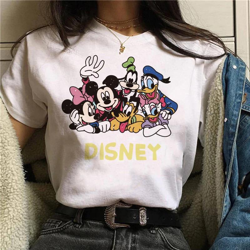 Disney T-shirt Gothic Fashion Mickey T-shirt Minnie Mouse Print Casual T-shirt Women's Kawaii T-shirt Kawaii Loose Clothing
