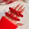 2024 Festive Red Bow Hair Tie Scrunchie for Benming Year Ponytails & Buns